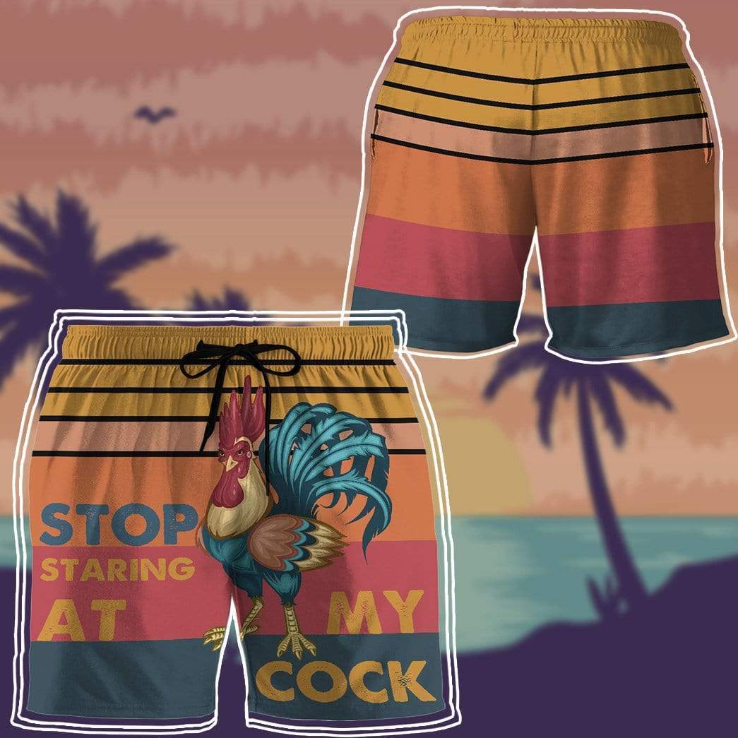 Gearhumans 3D stop staring at my cock Custom Summer Beach Shorts Swim Trunks GV03072 Men Shorts