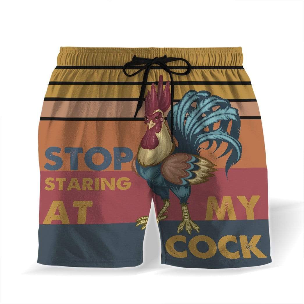 Gearhumans 3D stop staring at my cock Custom Summer Beach Shorts Swim Trunks GV03072 Men Shorts Men Shorts S