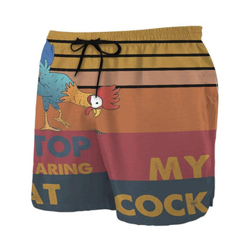 Gearhumans 3D stop staring at my cock Summer Beach Shorts Swim Trunks