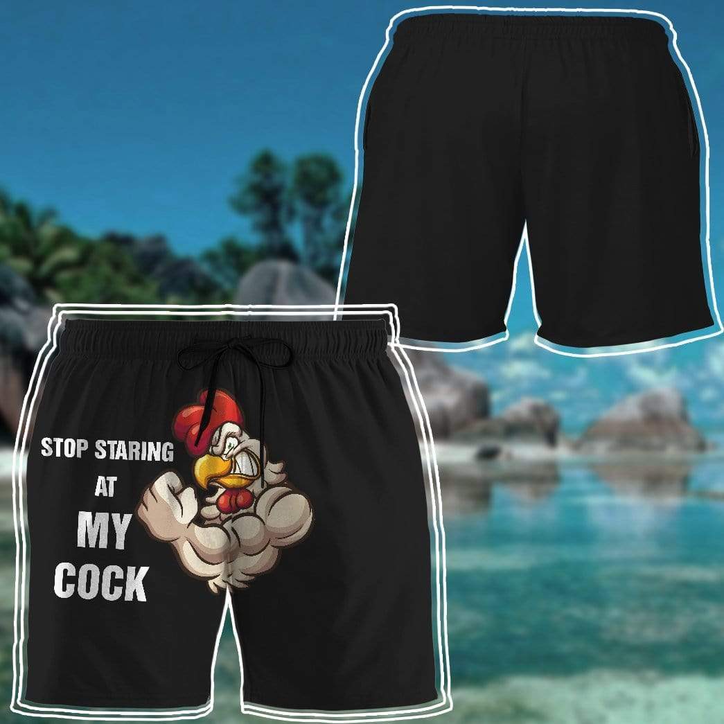 Gearhumans 3D Stop staring at my cock Summer Beach Shorts Swim Trunks GV03076 Men Shorts