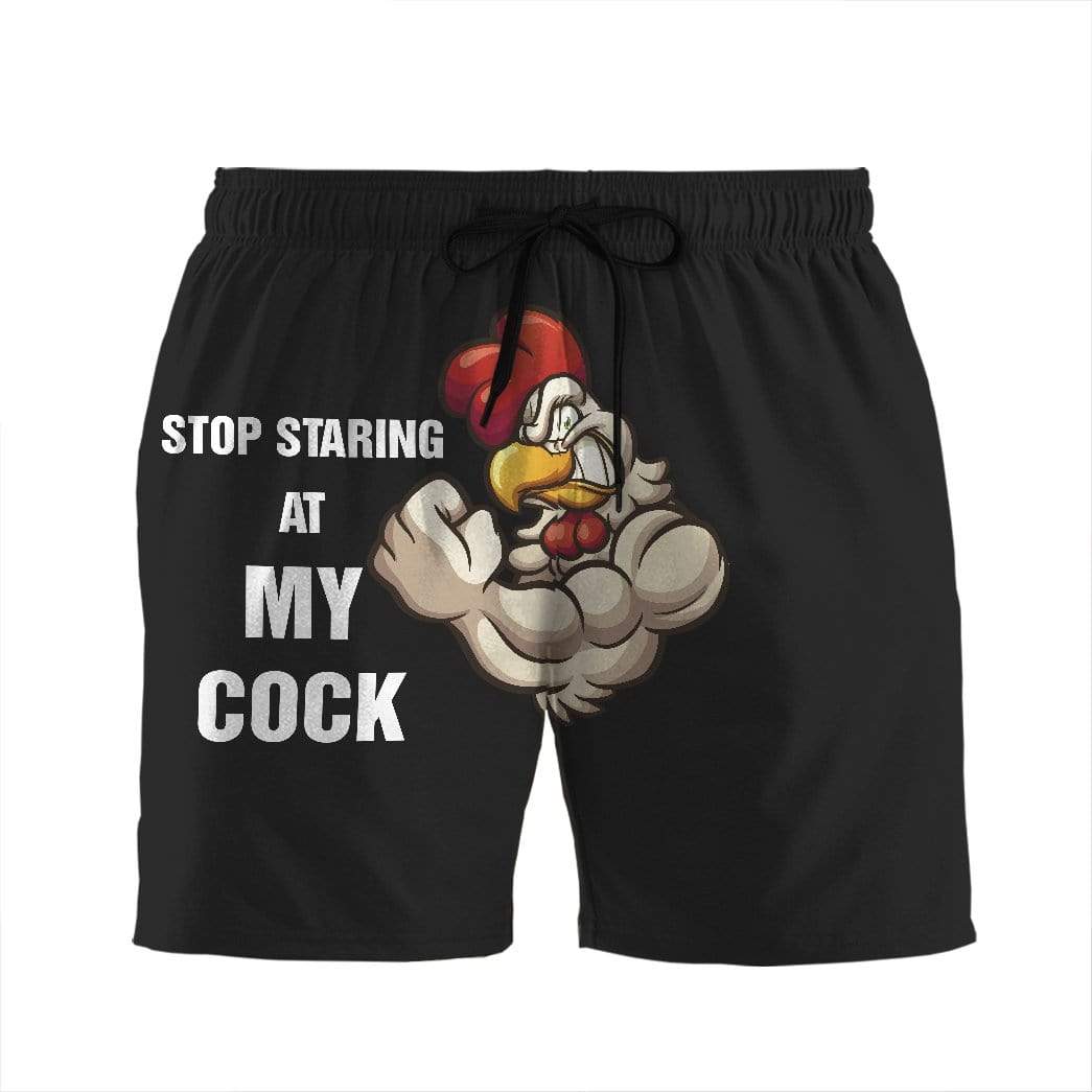 Gearhumans 3D Stop staring at my cock Summer Beach Shorts Swim Trunks GV03076 Men Shorts Men Shorts S