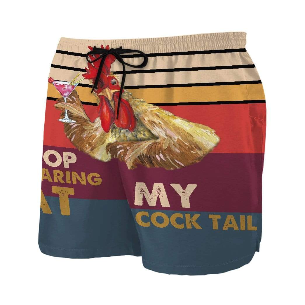 Gearhumans 3D Stop Staring At My Cock tail Color Custom Beach Shorts Swim Trunks GL02077 Men Shorts