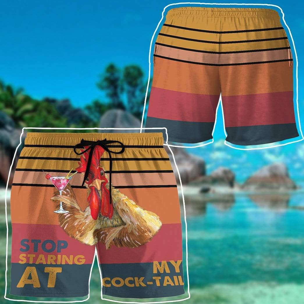 Gearhumans 3D Stop Staring At My Cocktail Custom Beach Shorts Swim Trunks GV02073 Men Shorts