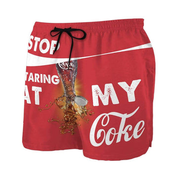 Gearhumans 3D Stop staring at my coke Beach Shorts Swim Trunks