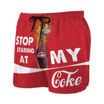 Gearhumans 3D Stop staring at my Coke Beach Shorts Swim Trunks