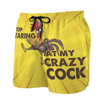 Gearhumans 3D Stop staring at my crazy cock Beach Shorts Swim Trunks