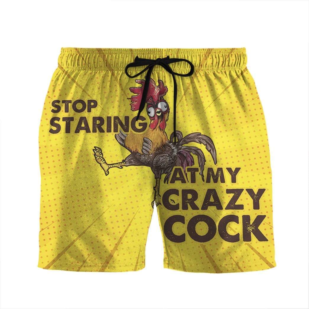 Gearhumans 3D Stop staring at my crazy cock Beach Shorts Swim Trunks GV04071 Men Shorts Men Shorts S
