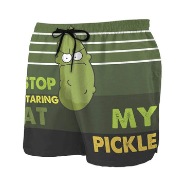 Gearhumans 3D Stop staring at my pickle Beach Shorts Swim Trunks