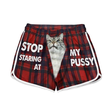 Gearhumans 3D Stop Staring At My Pussy Custom Womens Beach Shorts GS31077 Women Shorts Women Shorts XS