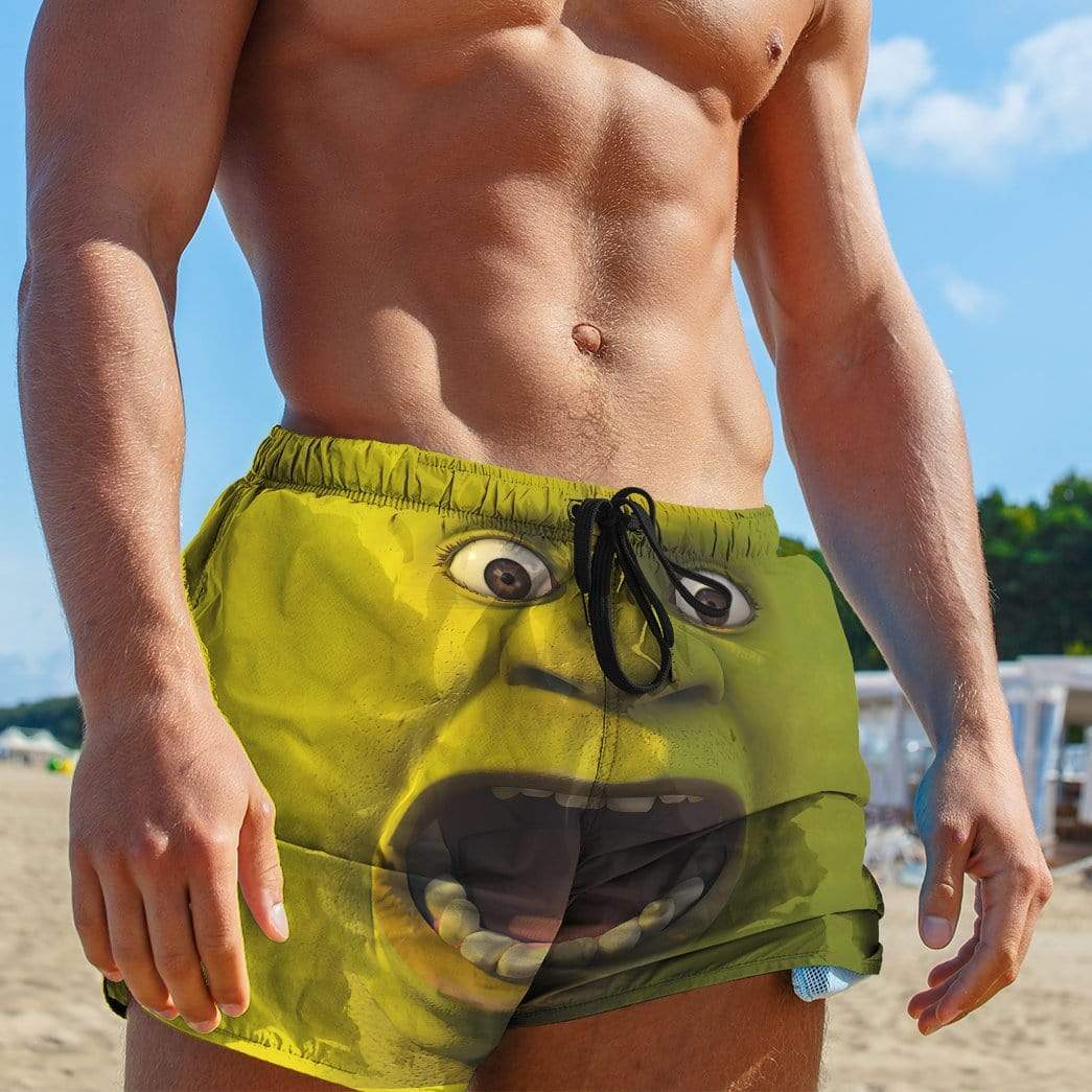 Gearhumans 3D Stop staring at my Shrek Custom Beach Shorts Swim Trunks GV30074 Men Shorts