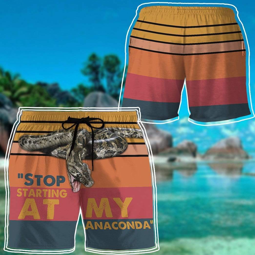 Gearhumans 3D Stop Starting My Anaconda Custom Beach Shorts Swim Trunks GL01078 Men Shorts