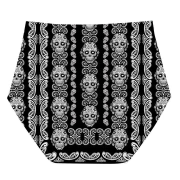 Gearhumans 3D Sugar Skull Couple Custom Womens High Waisted Briefs