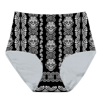 Gearhumans 3D Sugar Skull Couple Custom Womens High Waisted Briefs