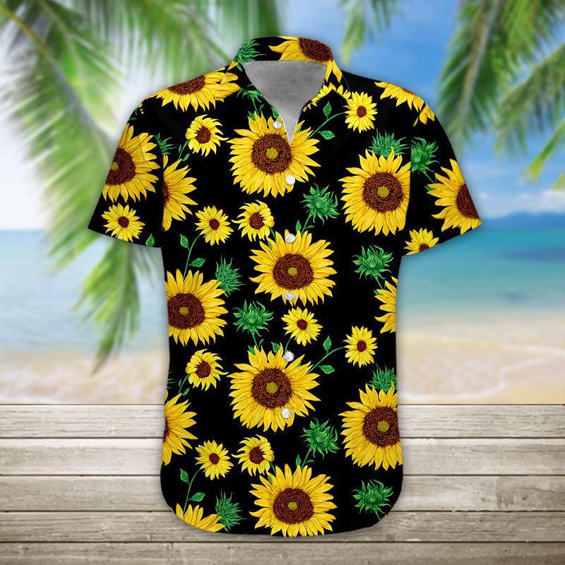 Gearhumans 3D Sunflower Hawaii Shirt hawaii Short Sleeve Shirt
