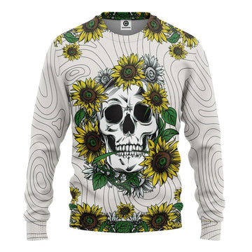 Gearhumans 3D Sunflower Skull Custom Tshirt Hoodie Appaprel