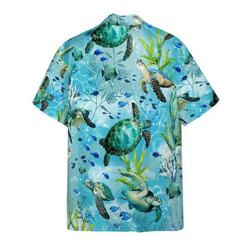Gearhumans 3D Swimming Sea Turtles Custom Hawaii Shirt