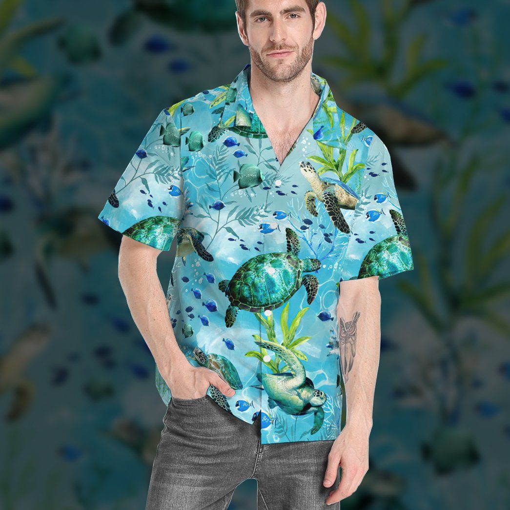Gearhumans 3D Swimming Sea Turtles Custom Hawaii Shirt GO28062111 Hawai Shirt 