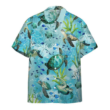Gearhumans 3D Swimming Sea Turtles Custom Hawaii Shirt