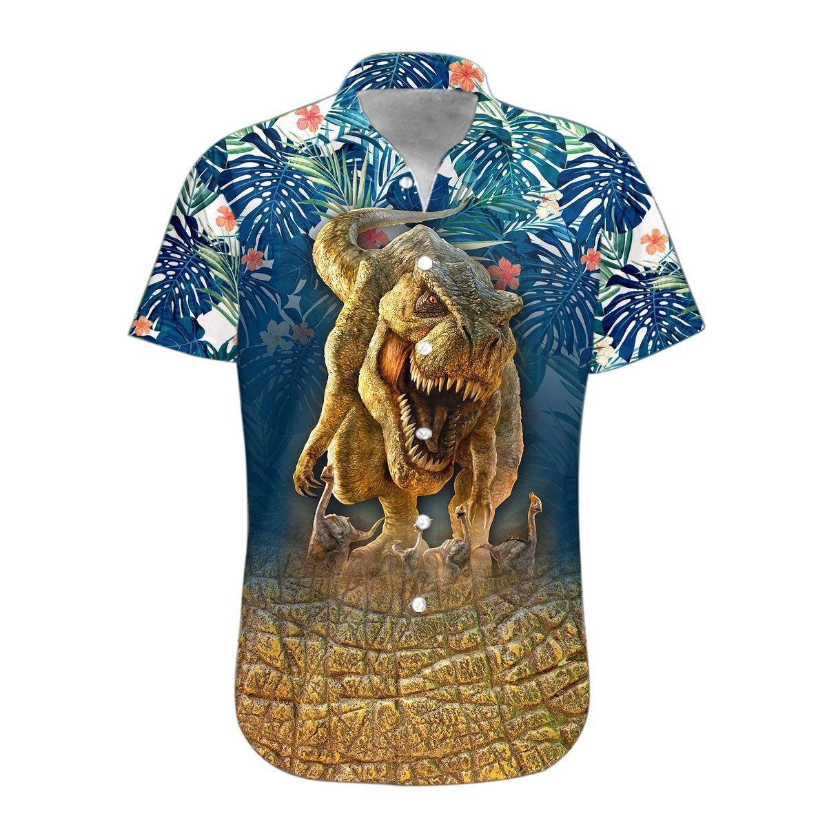 Gearhumans 3D T-Rex Hawaii Shirt hawaii Short Sleeve Shirt S