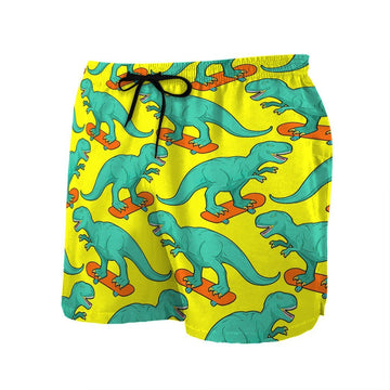 Gearhumans 3D T Rex On Skateboard Custom Beach Shorts Swim Trunks GO12052115 Men Shorts 