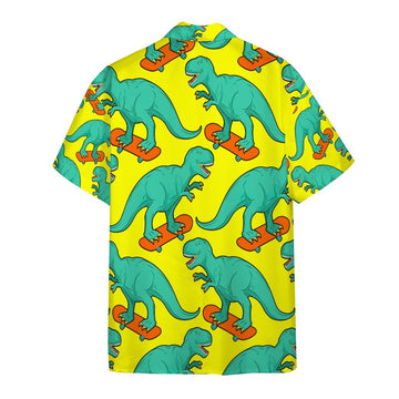 Gearhumans 3D T Rex On Skateboard Custom Hawaii Shirts