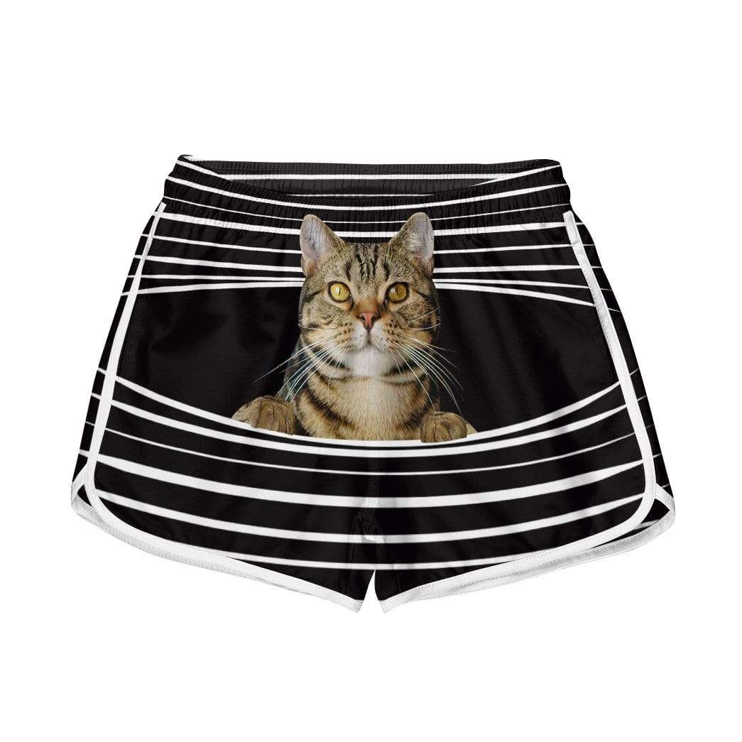 Gearhumans 3D Tabby Cat Stripes Custom Women Beach Shorts Swim Trunk GV29076 Women Shorts Women Shorts XS