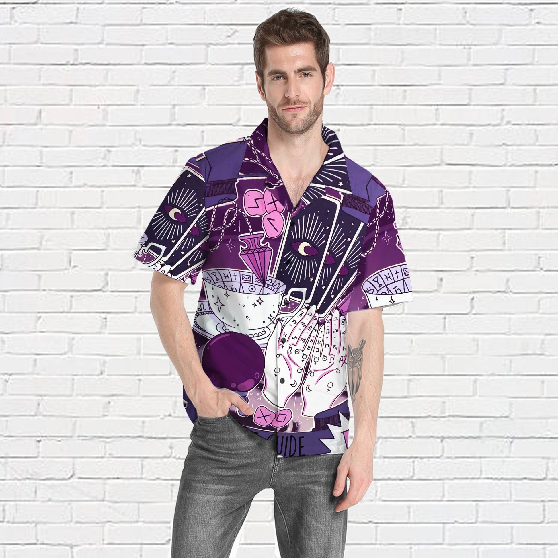 Gearhumans 3D Tasseography Tarot Zodiac Divination Custom Short Sleeve Shirt GS30062120 Hawai Shirt 