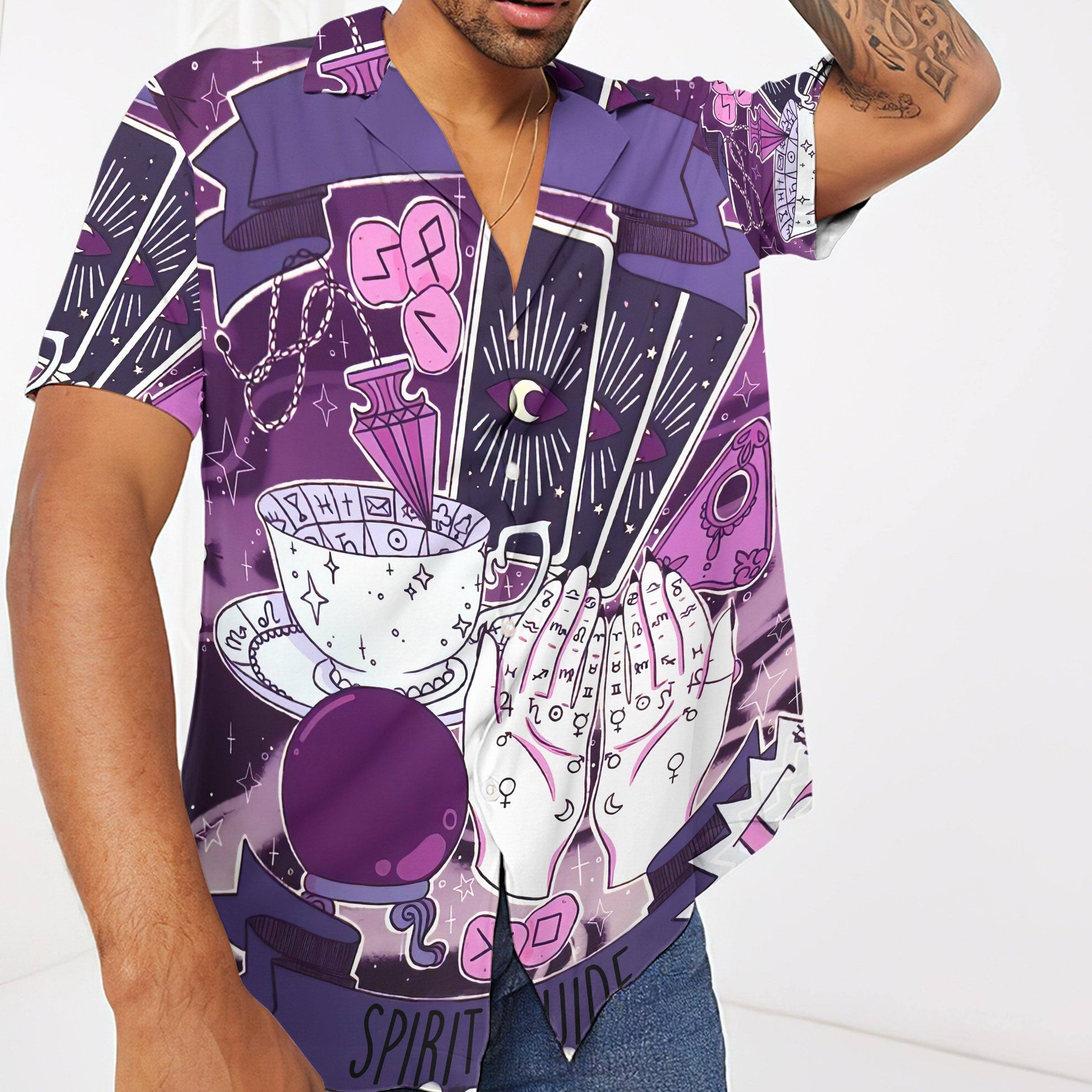 Gearhumans 3D Tasseography Tarot Zodiac Divination Custom Short Sleeve Shirt GS30062120 Hawai Shirt 