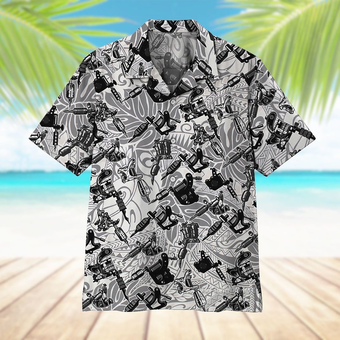 Gearhumans 3D Tattoo Machine Hawaii Shirt ZZ09041 Hawai Shirt 