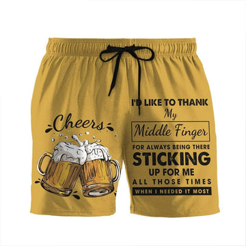 Gearhumans 3D Thank My Middle Finger Beach Shorts Swim Trunks GV08078 Men Shorts Men Shorts S
