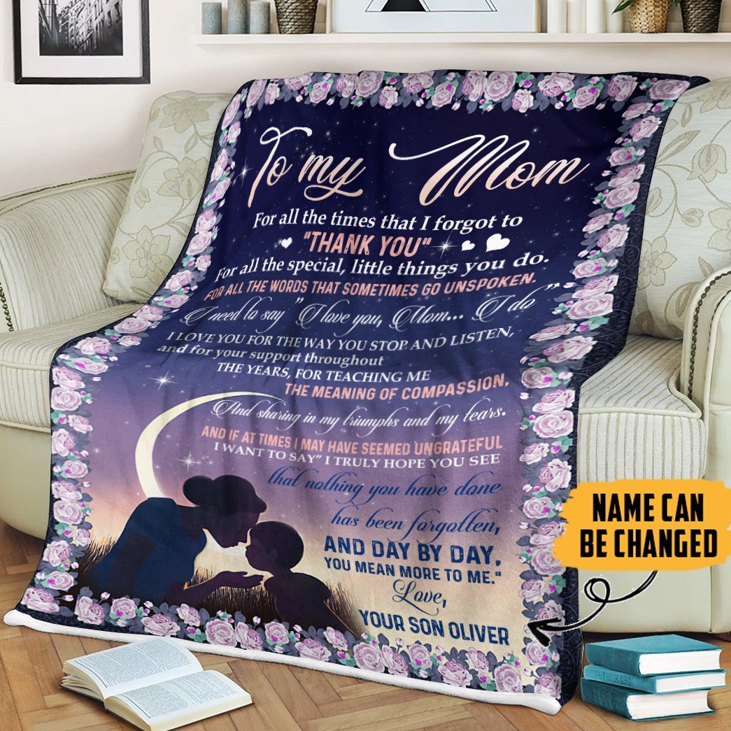 Gearhumans 3D Thank You Mom Happy Mothers Day Custom Name Blanket GS150440 Blanket 