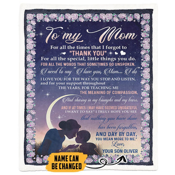 Gearhumans 3D Thank You Mom Happy Mothers Day Custom Name Blanket