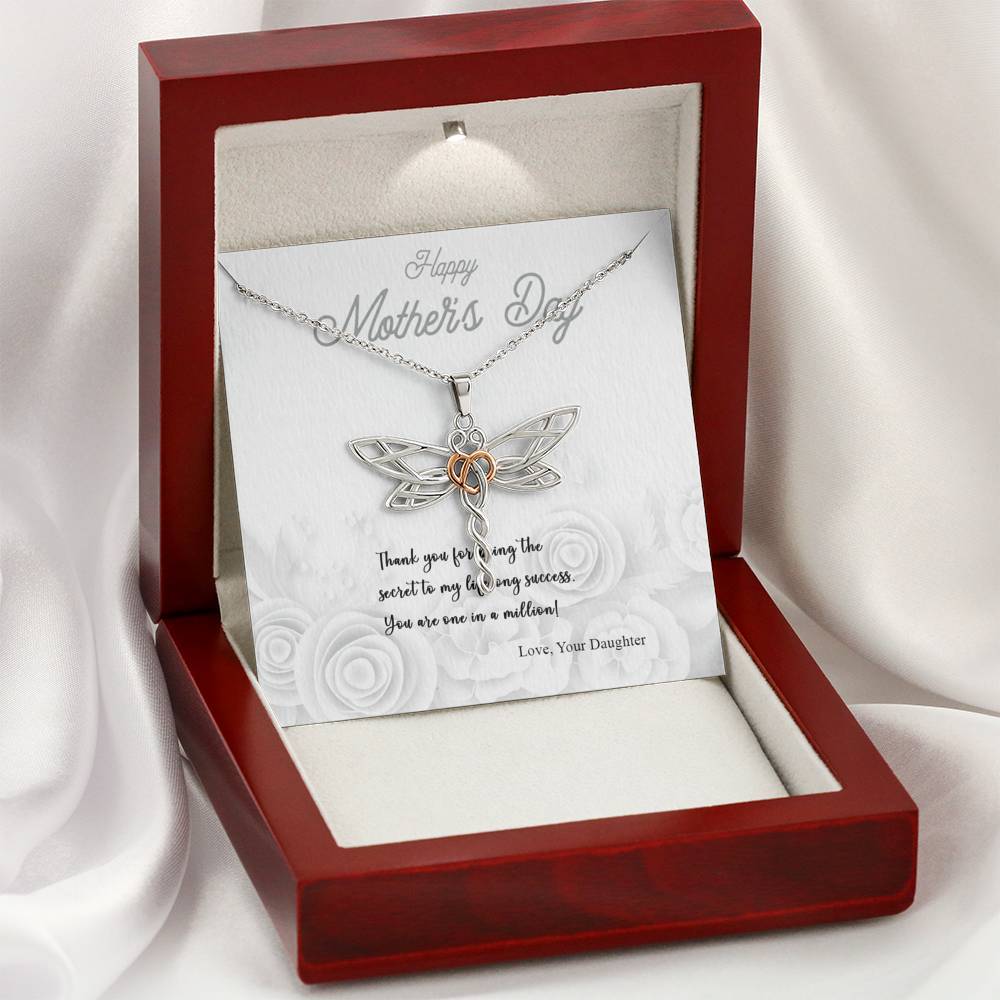 Gearhumans 3D Thank You Mom Happy Mothers Day Dragonfly Dream Necklace GS2204212 ShineOn Fulfillment 