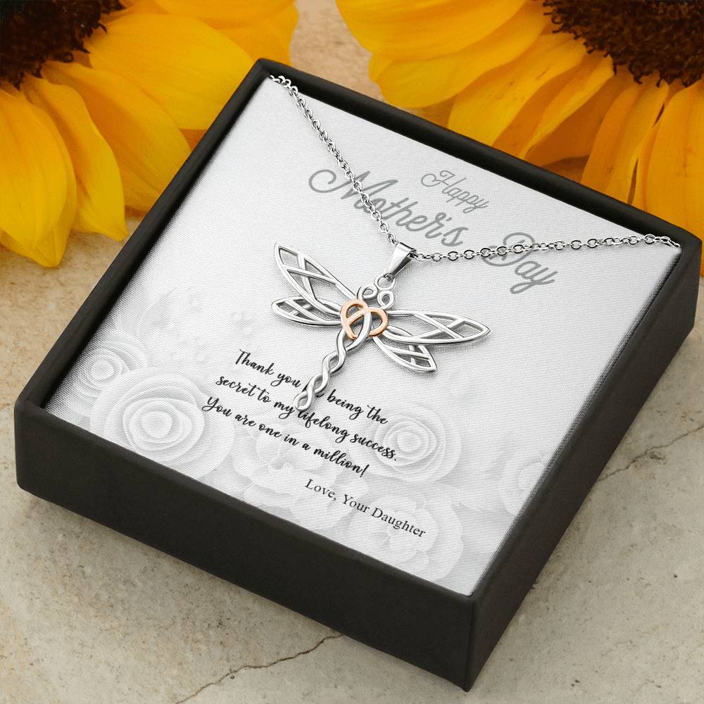 Gearhumans 3D Thank You Mom Happy Mothers Day Dragonfly Dream Necklace GS2204212 ShineOn Fulfillment 