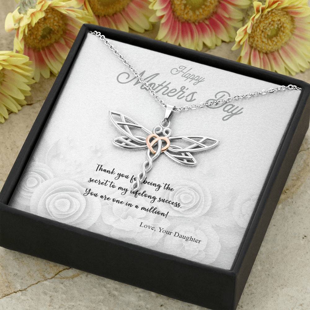 Gearhumans 3D Thank You Mom Happy Mothers Day Dragonfly Dream Necklace GS2204212 ShineOn Fulfillment 