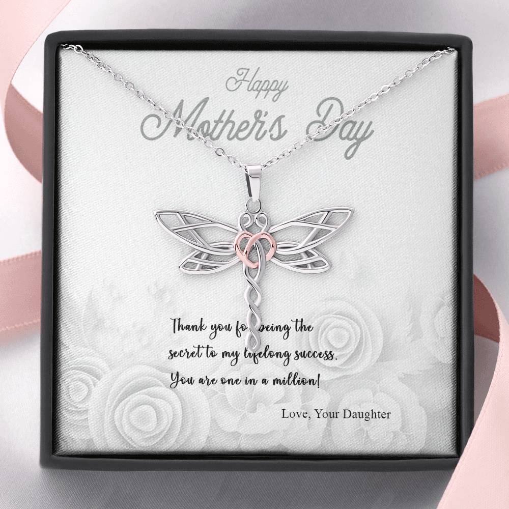 Gearhumans 3D Thank You Mom Happy Mothers Day Dragonfly Dream Necklace GS2204212 ShineOn Fulfillment Standard Box 