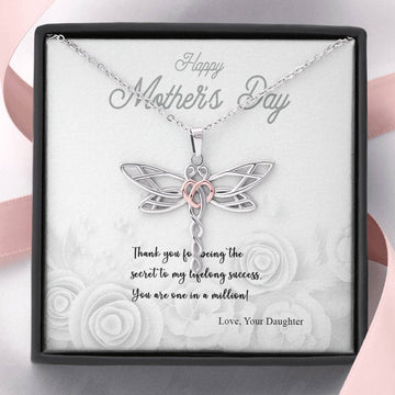 Gearhumans 3D Thank You Mom Happy Mothers Day Dragonfly Dream Necklace