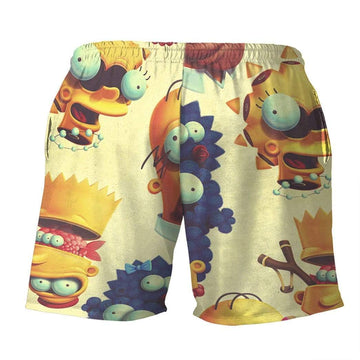 Gearhumans 3D The Bart Simpsons Custom Beach Shorts Swim Trunks