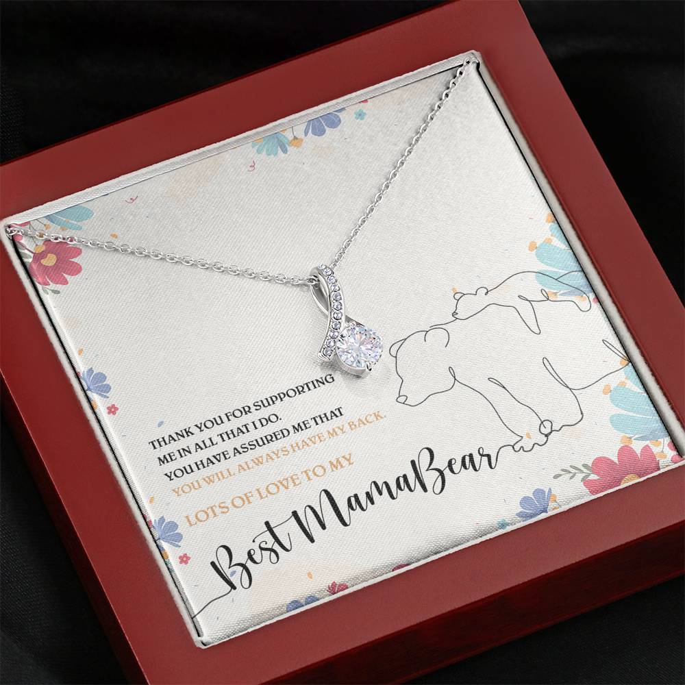 Gearhumans 3D The Best Mama Bear Happy Mothers Day Alluring Beauty Necklace GS23042114 ShineOn Fulfillment Mahogany Style Luxury Box 