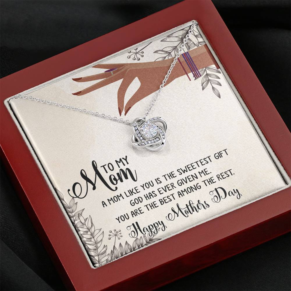 Gearhumans 3D The Best Mom Happy Mothers Day Love Knot Necklace GS2604211 ShineOn Fulfillment 