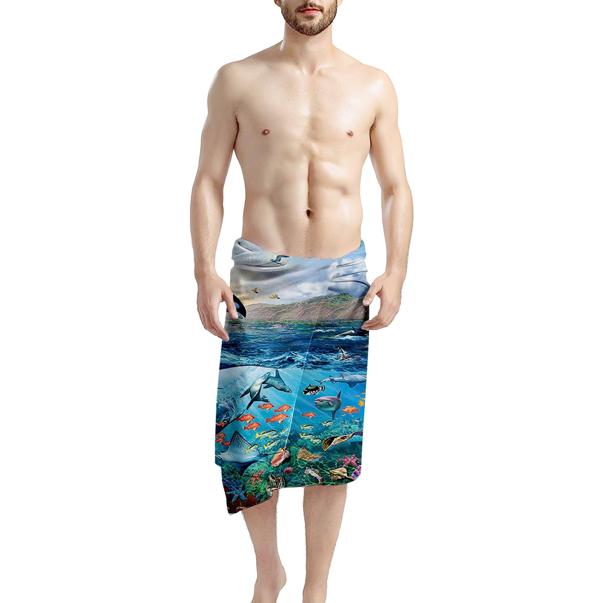 Gearhumans 3D The Great Blue Sea Dolphin Custom Beach Towel GS16062119 Towel 