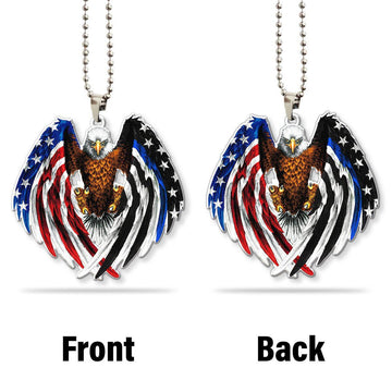 Gearhumans 3D The Majesty Of The Bald Eagle And Thin Blue Line American Custom Car Hanging