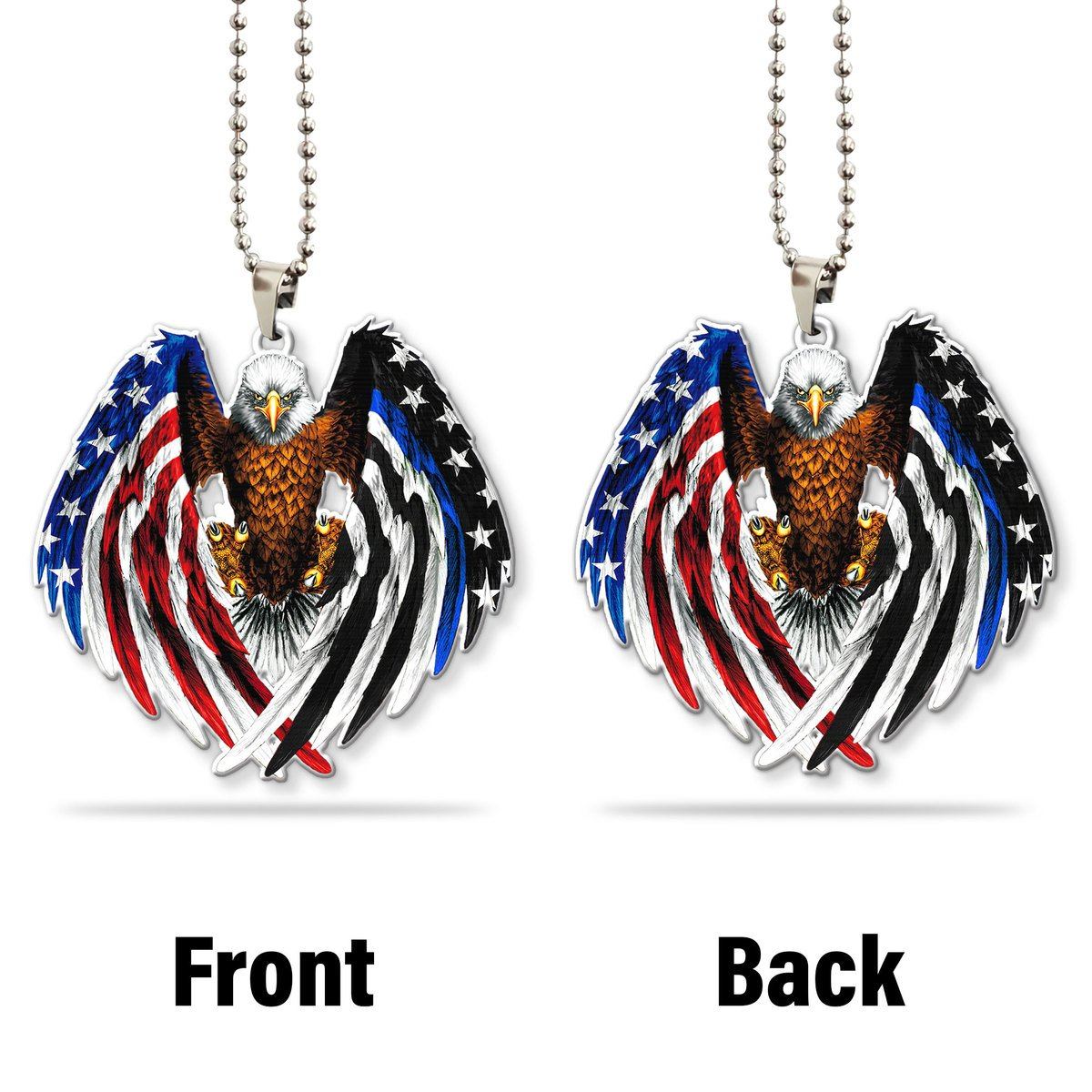 Gearhumans 3D The Majesty Of The Bald Eagle And Thin Blue Line American Custom Car Hanging GS04062127 Car Hanging 