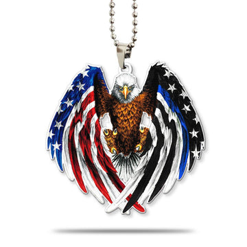 Gearhumans 3D The Majesty Of The Bald Eagle And Thin Blue Line American Custom Car Hanging GS04062127 Car Hanging Car Hanging/1 Pack 