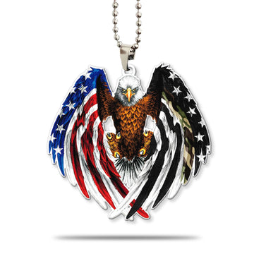 Gearhumans 3D The Majesty Of The Bald Eagle And Thin Camo Line American Custom Car Hanging