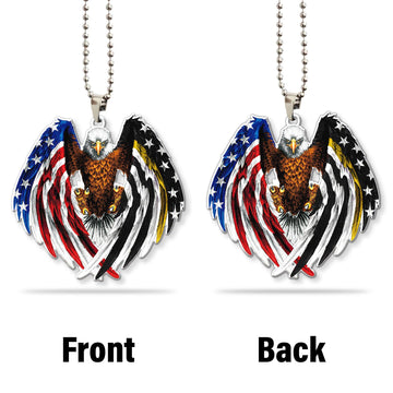 Gearhumans 3D The Majesty Of The Bald Eagle And Thin Gold Line American Custom Car Hanging