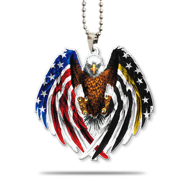 Gearhumans 3D The Majesty Of The Bald Eagle And Thin Gold Line American Custom Car Hanging GS04062130 Car Hanging Car Hanging/1 Pack 