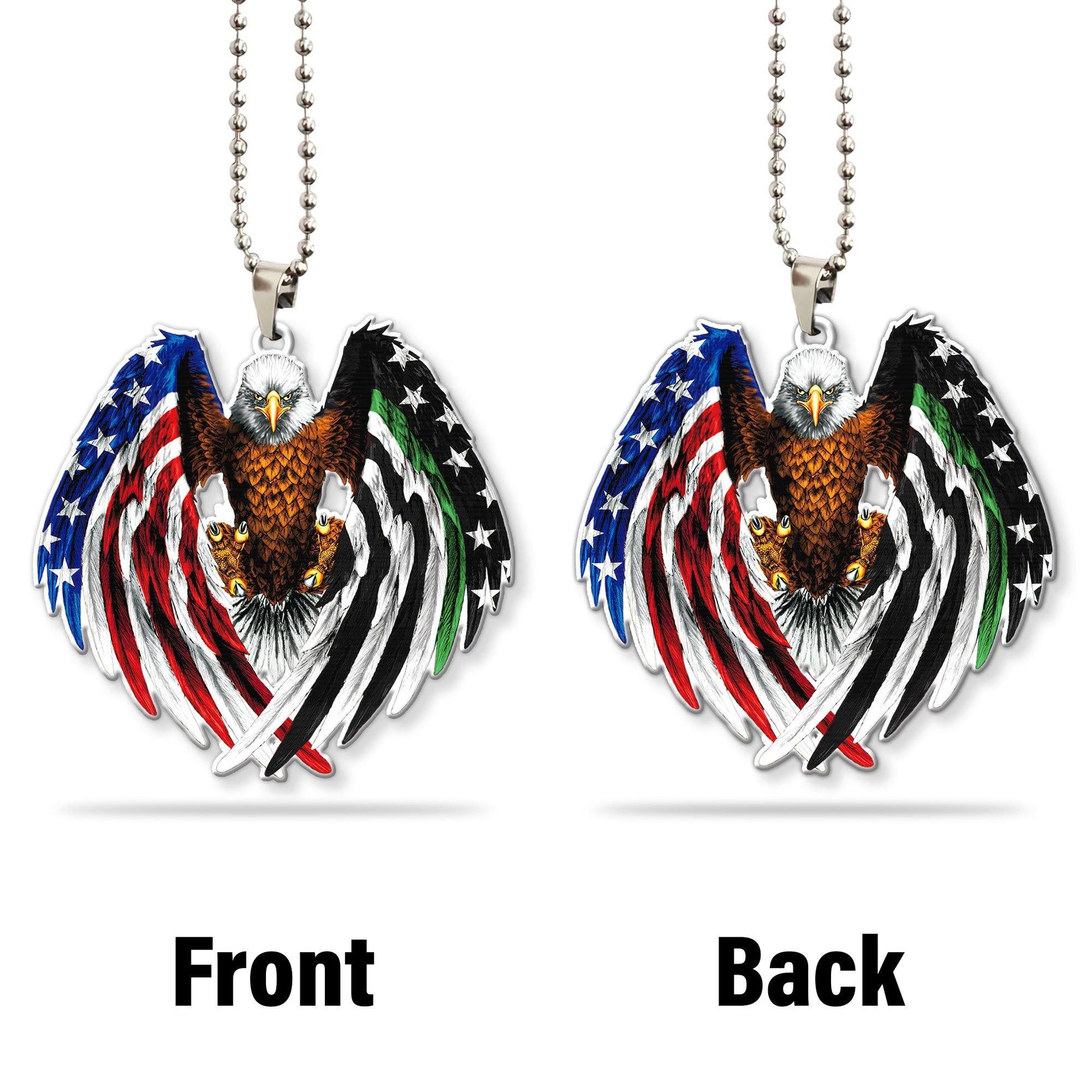 Gearhumans 3D The Majesty Of The Bald Eagle And Thin Green Line American Custom Car Hanging GS04062129 Car Hanging 