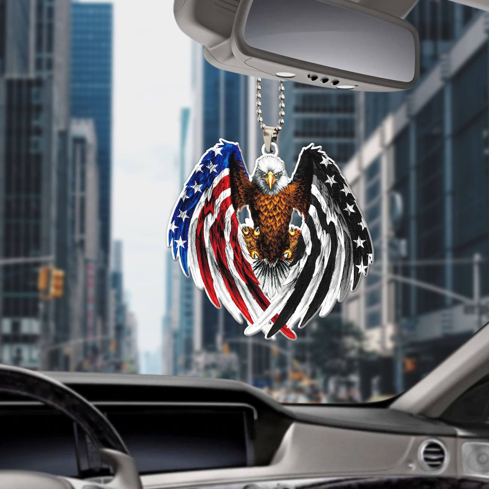 Gearhumans 3D The Majesty Of The Bald Eagle And Thin Grey Line American Custom Car Hanging GS0706214 Car Hanging 