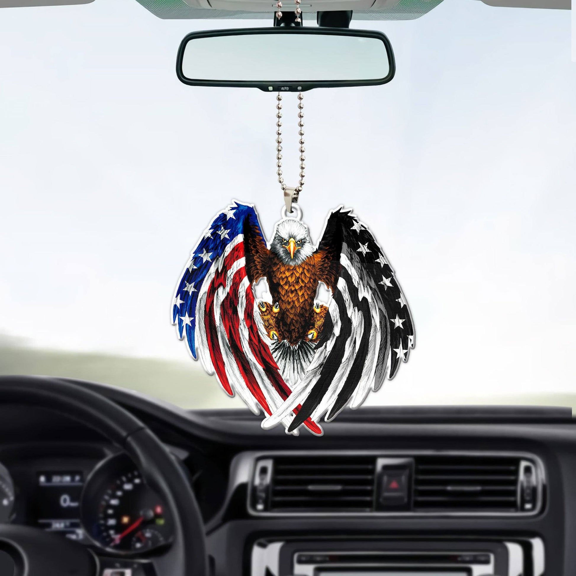 Gearhumans 3D The Majesty Of The Bald Eagle And Thin Grey Line American Custom Car Hanging GS0706214 Car Hanging 